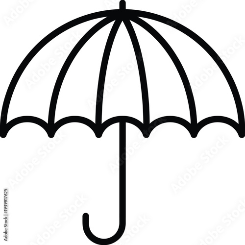 A simple black and white line of an open umbrella line simple 1