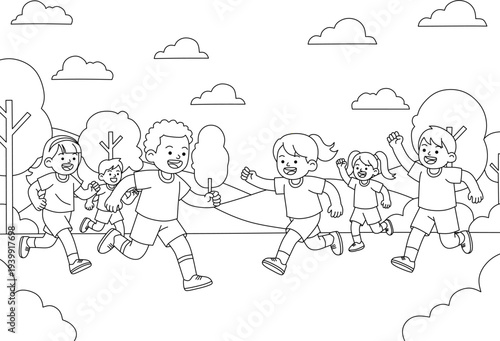 Black and white image capturing kids playing soccer under the sun, perfect for sports publications, websites, and educational materials.