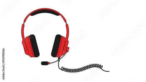 Bright red over-ear headset with a flexible microphone, designed for communication, gaming, or call center use.