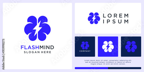 Flash mind logo design abstract template