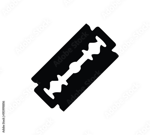 Black and white razor blade with serrated edge sharp