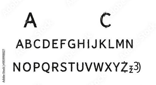 Eye Chart with Letters and Symbols for Vision Testing.