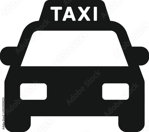 Black and white taxi with roof sign vehicle