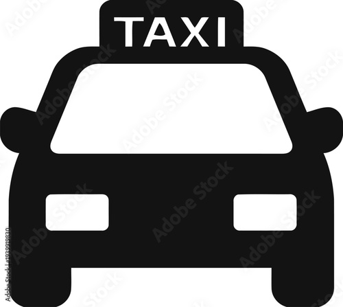 Black and white taxi with taxi sign on vehicle