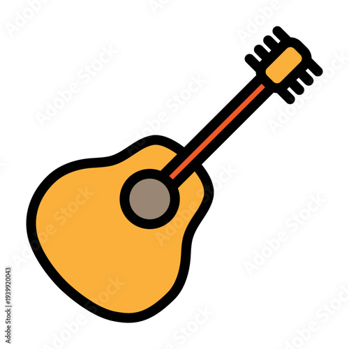 Acoustic Guitar Vector Filled Icon Design