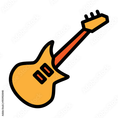 Electric Guitar Vector Filled Icon Design