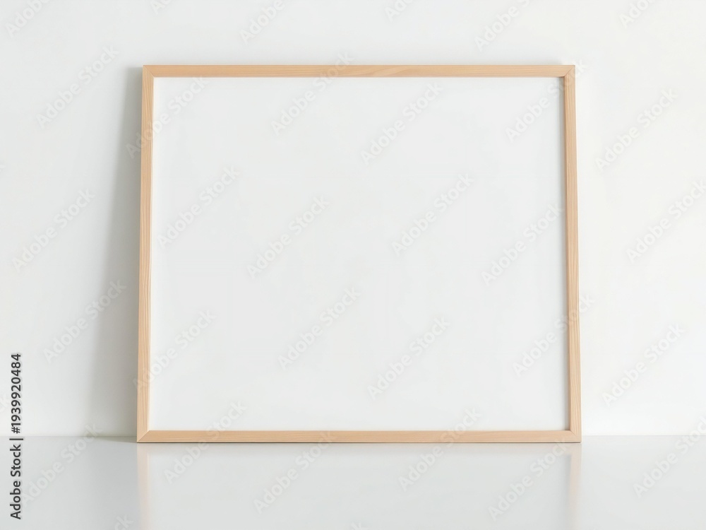 Fototapeta premium A wooden picture frame on a white surface