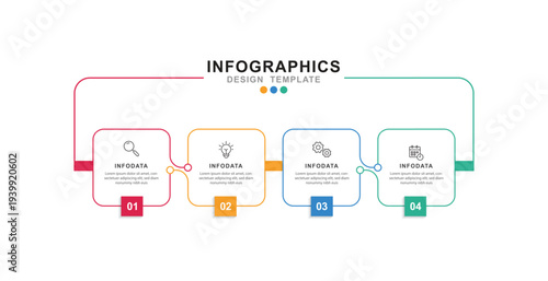 modern Infographic 4 options design elements for your business data. Vector Illustration