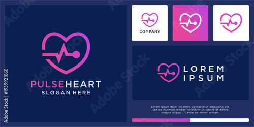 Pulse heart logo design template