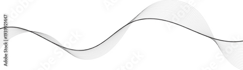  Vector illustration. Wave with lines created using blend tool.  Wave Swirl, frequency sound wave, twisted curve lines with blend effect