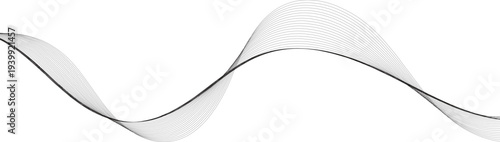  Vector illustration. Wave with lines created using blend tool.  Wave Swirl, frequency sound wave, twisted curve lines with blend effect