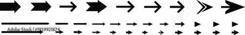 Black arrow icons collection set showing different direction indicators, navigation symbols and pointer shapes isolated vector design elements