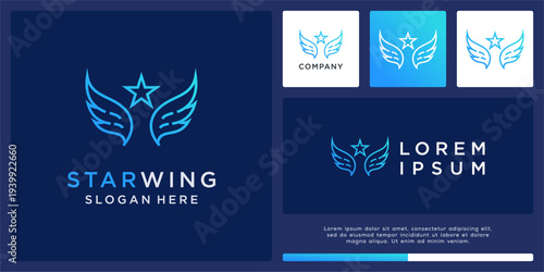 Star wing tech logo design template