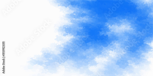 Abstract watercolor paints a vibrant skyscape of fluffy clouds, evoking feelings of serenity and open space.