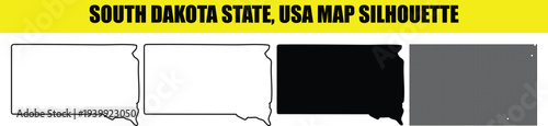 Fotografía South dakota state usa map silhouette series with outline solid black and dot ma