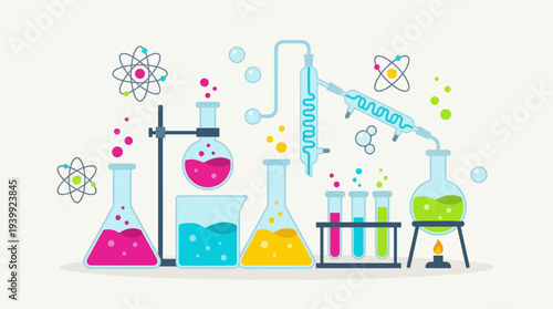 Colorful Laboratory Equipment for Scientific Experiments and Research.