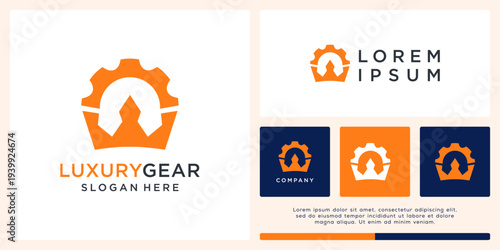 Luxury gear logo design template