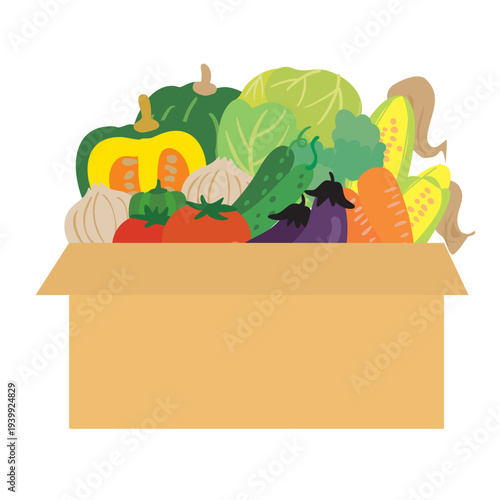 収穫した新鮮野菜の詰め合わせイラスト