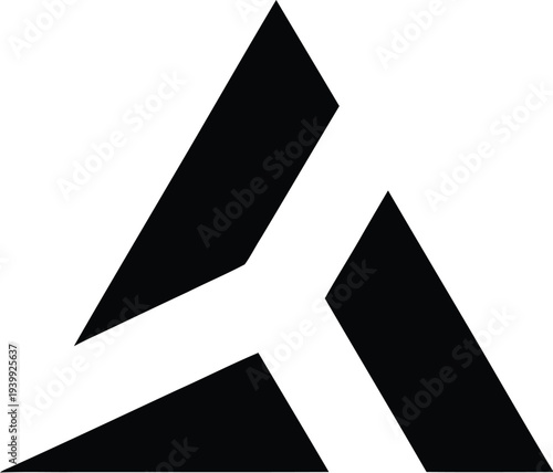 Minimalist illustration of geometric shapes forming an abstract composition with triangles