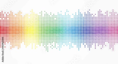 Abstract Rainbow Sound Wave Spectrum of Dots on White Background