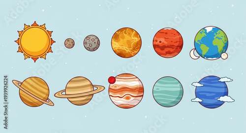 Colorful Artistic Representation of the Solar System.