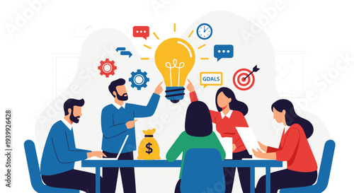 Team Brainstorming Session with Creative Ideas