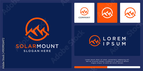 Solar mountain logo design abstract template
