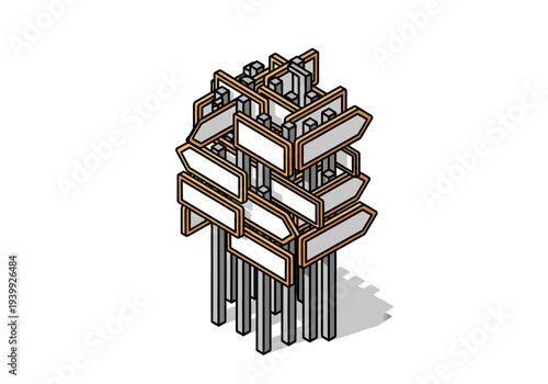 3D illustration of a futuristic building structure with pillars and layered architecture from a high viewpoint