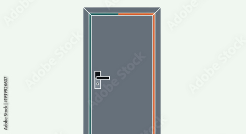 Gray Metal Door with Silver Handle.
