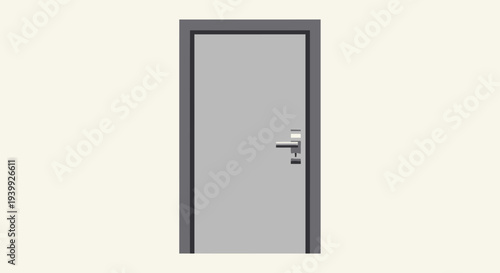Gray Metal Door with Silver Handle 1.