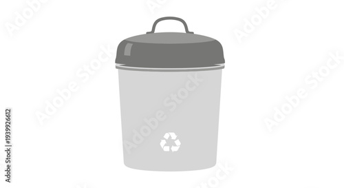 Gray Recycling Bin with Lid and Handle.