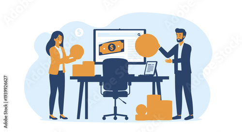 Colleagues Collaborating on Financial Project