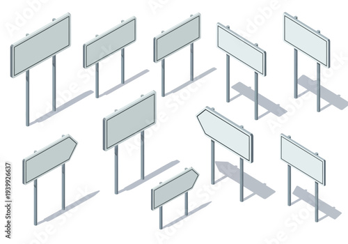 Multiple blank billboards displayed at varied angles in a digital illustration