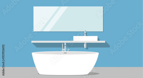 Modern Bathroom Sink with Mirror and Shelf.