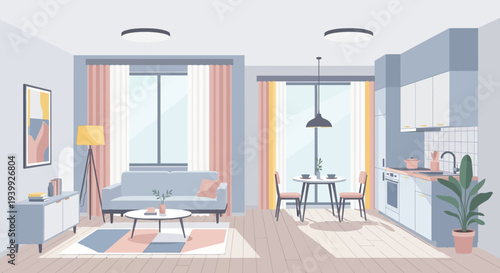 Modern Open Plan Living Space Interior.