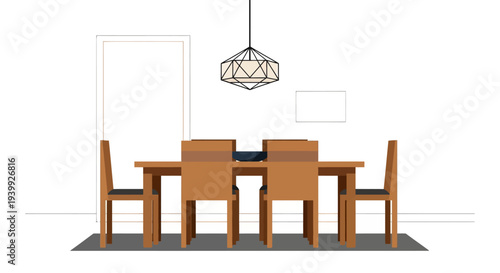 Modern Wooden Dining Table and Chairs 1.