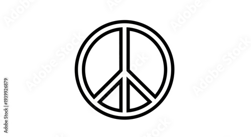 Peace Symbol Black White Simple Design.