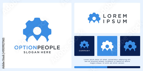 Option people logo design template with gear