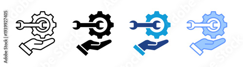 Technical Support icon set multiple style collection	