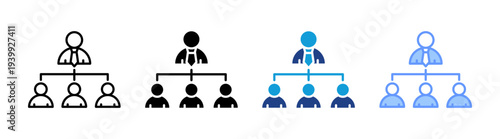 Organization Structure icon set multiple style collection	