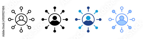 Networking icon set multiple style collection	