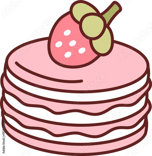 Cute Strawberry Macaroon Illustration 
