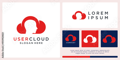 User cloud logo design with abstract head people