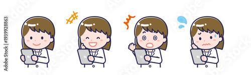 タブレットを使う「薬剤師」の女性