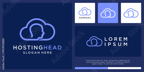 Hosting head logo design template abstract cloud