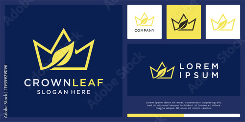 Crown leaf logo design abstract template