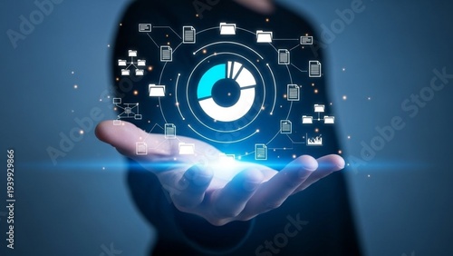 Digital data management and analysis visualization of information flow on a person's hand