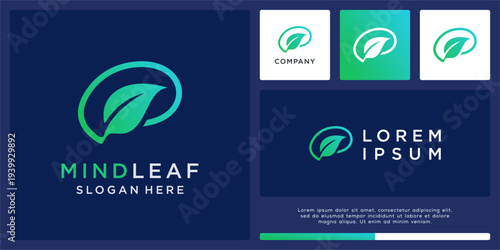 Mind leaf logo design abstract template