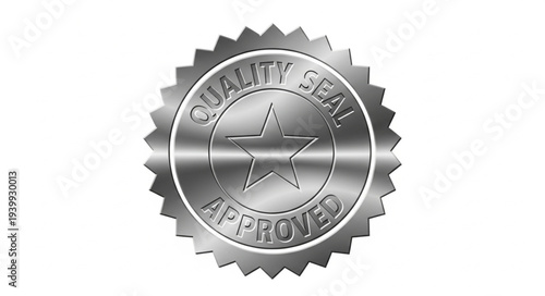 Silver Quality Seal Approved Stamp with Star Detail.