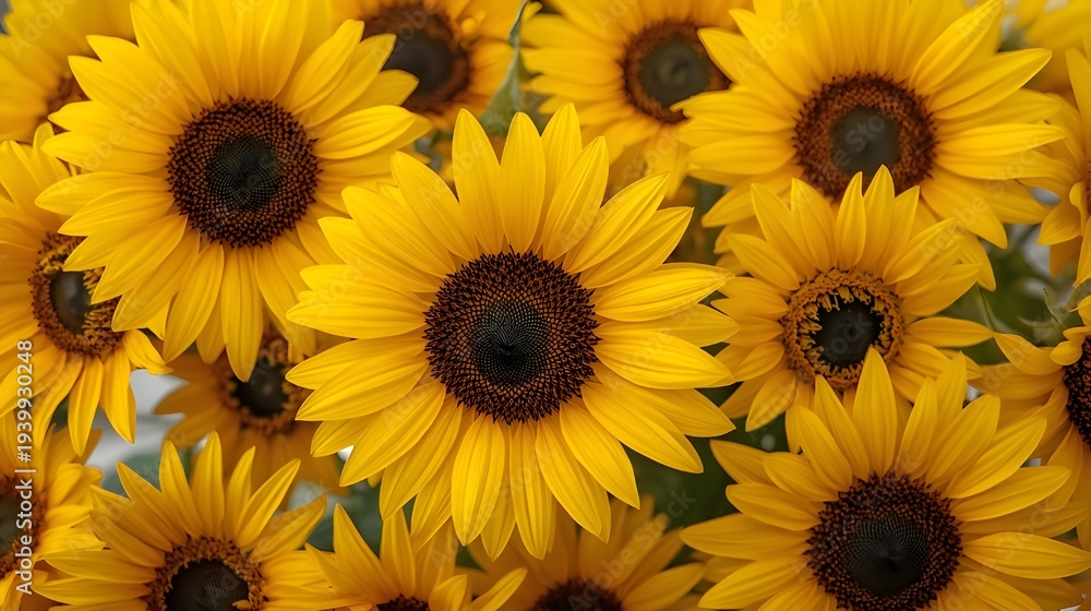 Obraz premium Vibrant sunflowers presented in an isolated collection against a transparent background.